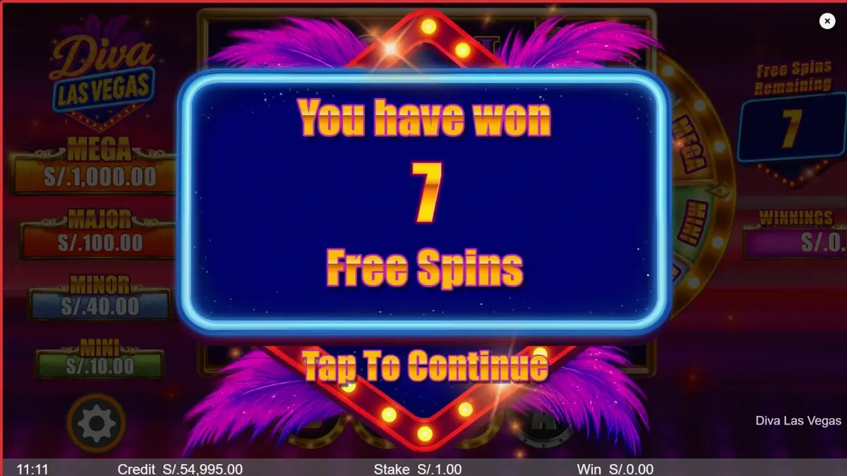 Tampilan visual slot Diva Las Vegas dengan simbol showgirl dan roda bonus emas