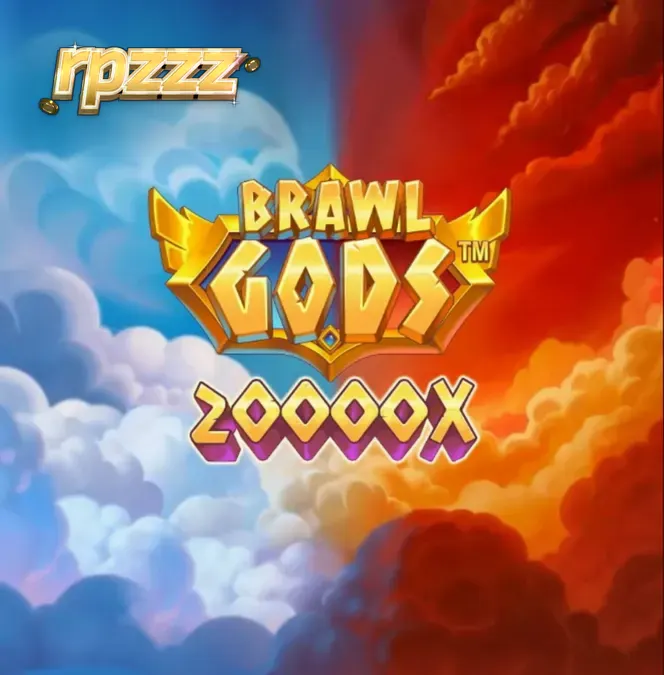 Tampilan layar terbagi yang menampilkan Zeus dan Hades dalam slot Brawl Gods